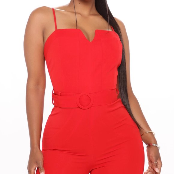 Fashion Nova Pants - Fashion Nova Red Living Simple Jumpsuit